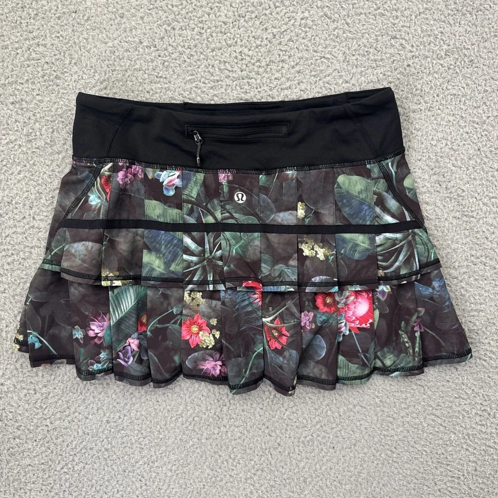 Lululemon Run Pace Setter Skirt Skort Floral Athletic Athleisure Tennis Women 4